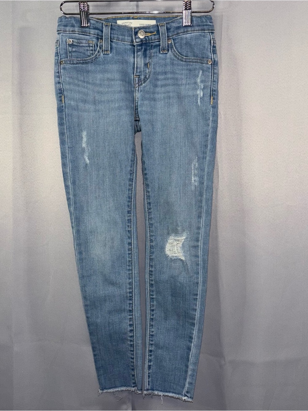 Signature by Levi Strauss Girls Super Skinny Distressed Jeans Light Wash Size 8